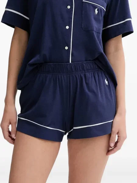 Tricou Polo Ralph Lauren cu decolteu rotund de mătase cu dungi alb