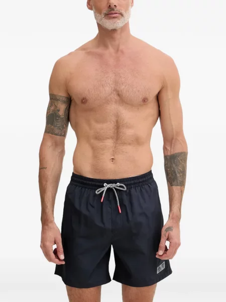 Slip de baie Guess cu autograf cu cordon albastru