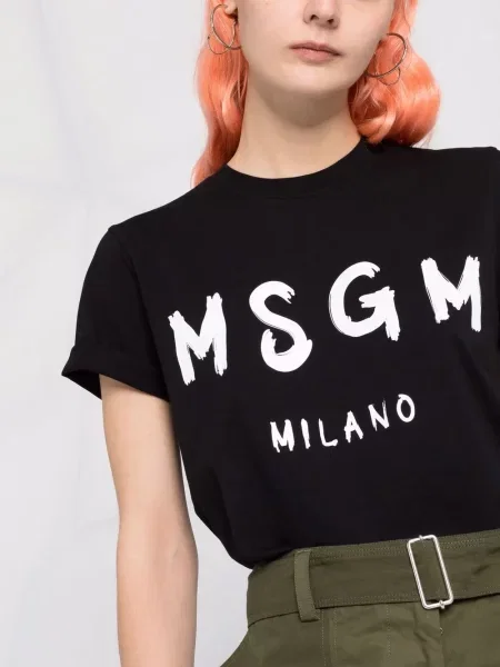 Krátké tričko Msgm s potiskem černé