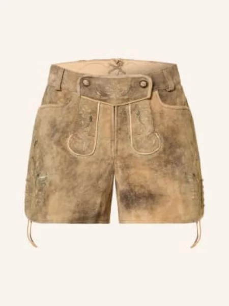 Spieth & Wensky Skórzane Spodnie W Stylu Ludowym Heide beige beżowe