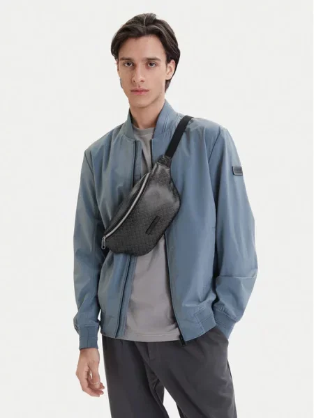 Чантичка за кръста Calvin Klein Emblem Aop Coated Waistbag Black/ Aop Universal черно