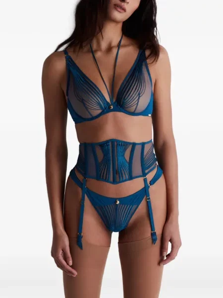 Top Aubade cu broderie albastru