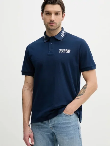Koszulka polo Versace Jeans Couture niebieska