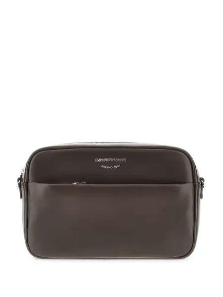 Geantă Emporio Armani din piele cu imagine maro