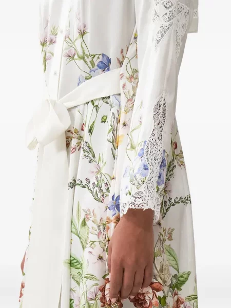 Rochie maxi Camilla cu model floral cu imagine din dantelă alb