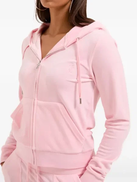 Hanorac cu glugă Juicy Couture de catifea roz