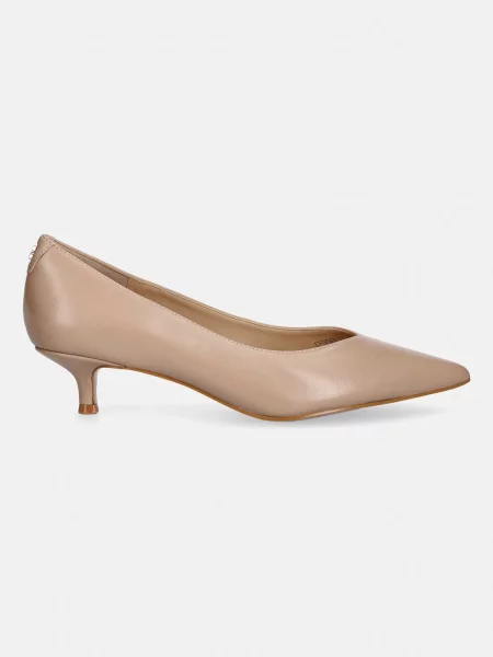 Pantofi cu toc Guess din piele cu toc jos bej