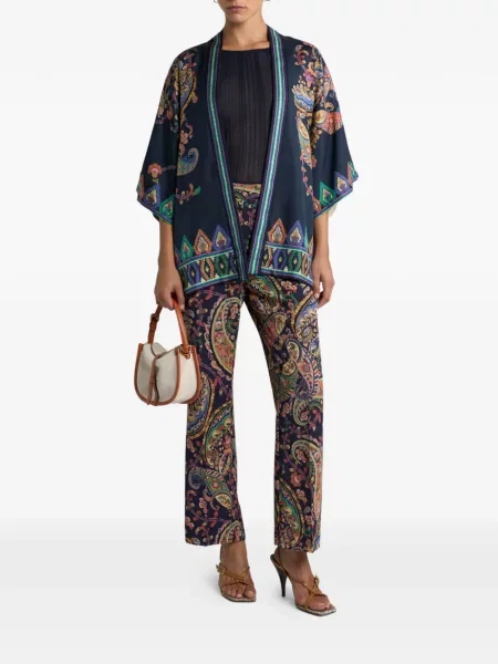 Pantaloni Etro cu model floral albastru