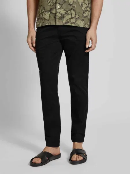 Chinosy o kroju slim fit z mieszanki bawełny model MILES' Selected Homme czarne