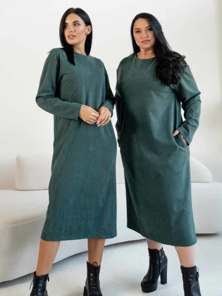 Замшева Сукня міді RiMari смарагдовий