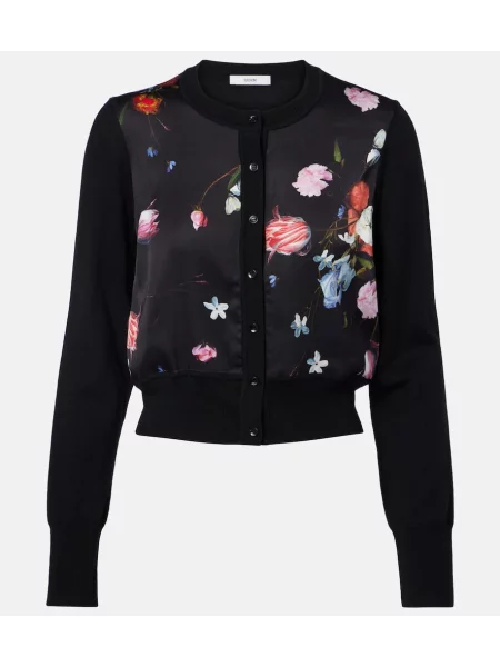 Cardigan Erdem de lână cu model floral cu imagine negru