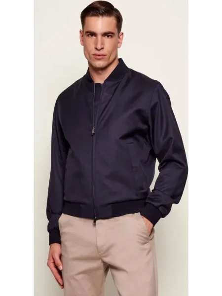 BOSS BLACK Gyapjú bomber dzseki fekete