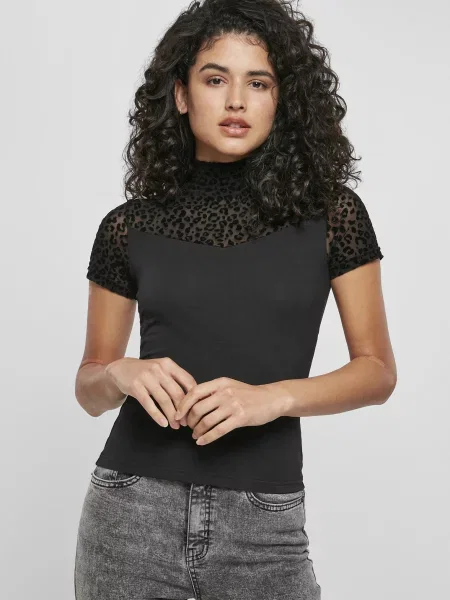 Majica Urban Classics s čipko črna