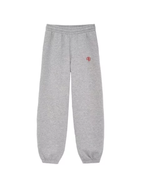 Pantaloni Anine Bing cu broderie alergare gri