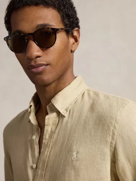 Льняная длинная рубашка Polo Ralph Lauren с длинным рукавом