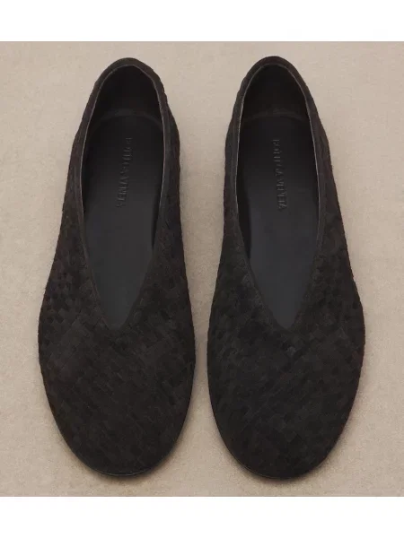 Balerini Bottega Veneta din piele de căprioară negru