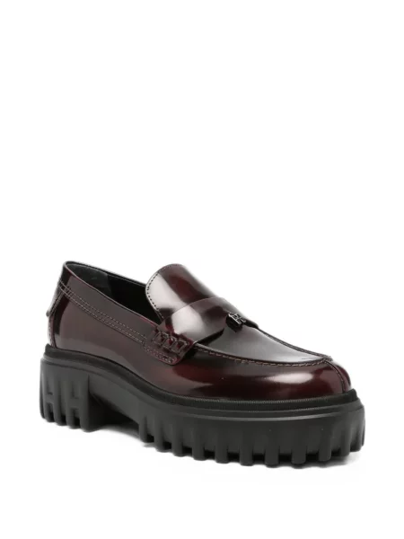 Pantofi loafer Hogan din piele chunky roșu