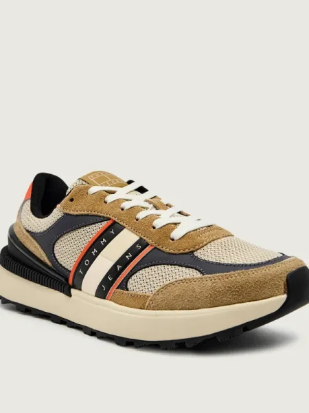 Tommy Jeans Sneakers TJM TECHNICAL RUNNER ESS | piele întoarsă bej