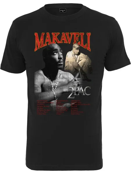 Mister Tee Tricou Tupac Makaveli gri / roșu deschis negru