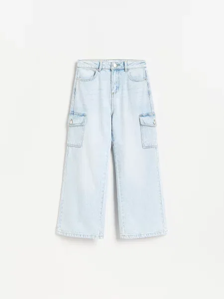 Reserved Джинси wide leg cargo синій