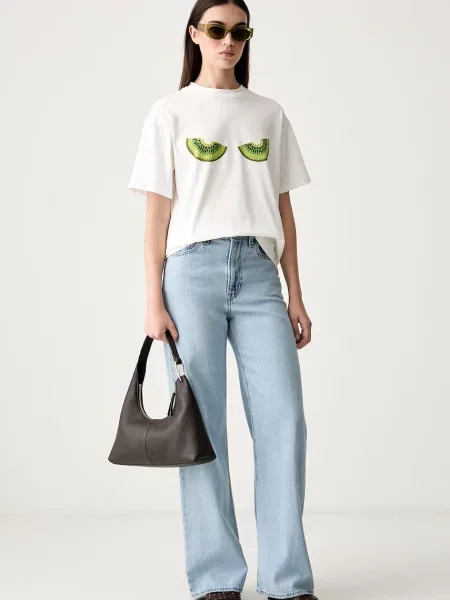 Never Fully Dressed tricou pentru femei din cu bej