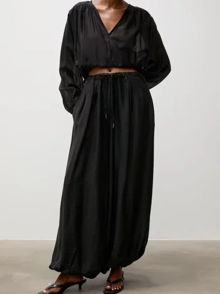 Answear.LAB pantaloni pentru femei cu lyocell negru