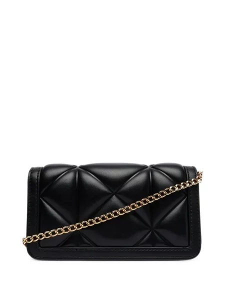 Καπιτονέ τσάντα χιαστί Love Moschino με αυτόγραφο μαύρο