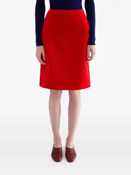 Fusta mini Jil Sander de catifea în linie A roșu