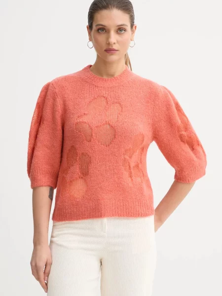 Пуловер с вълна United Colors of Benetton от лека материя оранжево