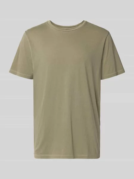 T-shirt z prążkowanym okrągłym dekoltem Superdry zielona