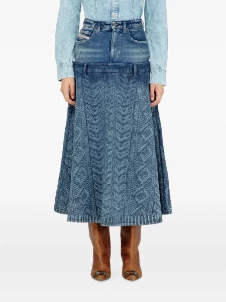 Fustă din denim Diesel tricotate albastru