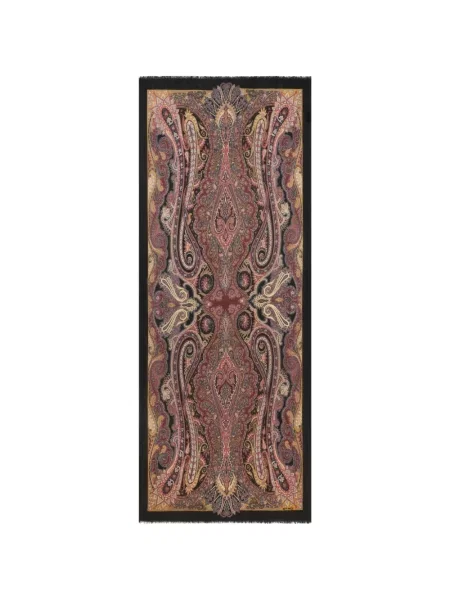 Fular Etro din cașmir cu imagine cu model paisley negru