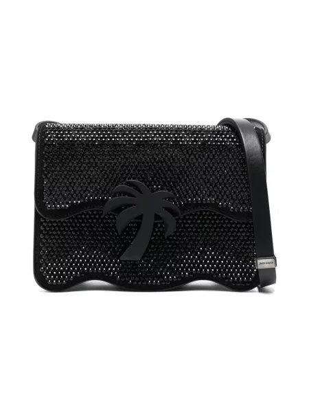 Torebka Palm Angels skórzana z dżetami czarna