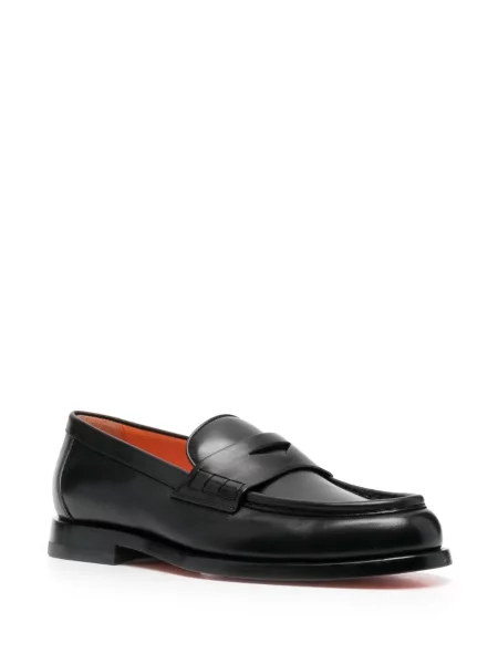 Loafersy Santoni skórzane bez obcasa czarne