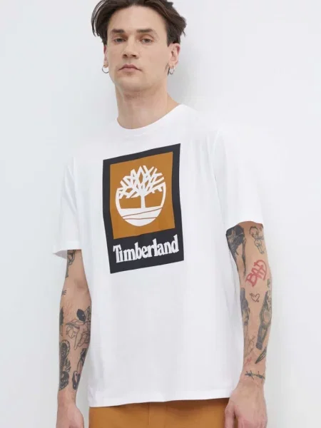 Tričko Timberland s potiskem bílá