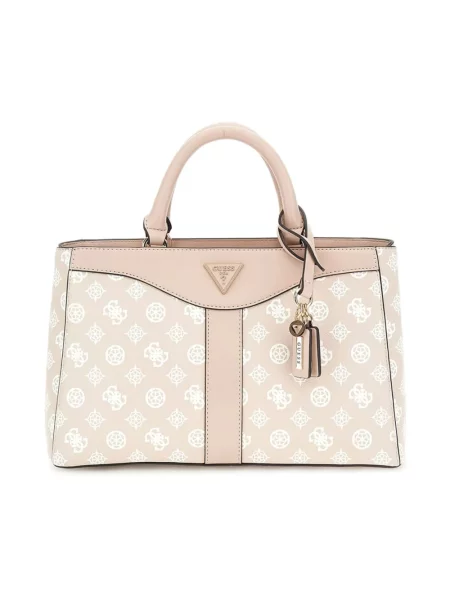 Lniana torebka Guess różowa