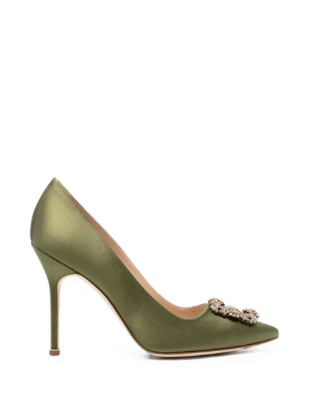 Pantofi cu toc Manolo Blahnik cu cataramă verde
