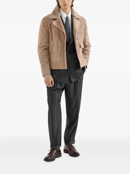 Pantaloni Brunello Cucinelli de lână cu dungi gri