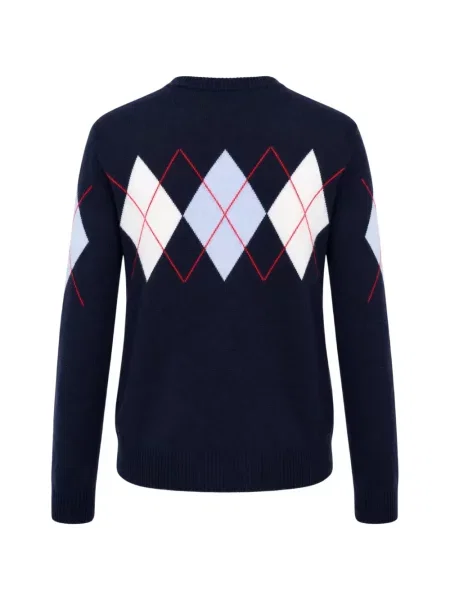 Cardigan Msgm cu model argyle cu decolteu rotund albastru