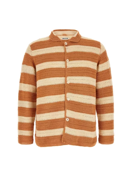 Dzianinowy sweter Bode w paski pomarańczowy