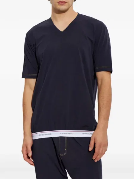 Tricou Dsquared2 cu decolteu în V albastru