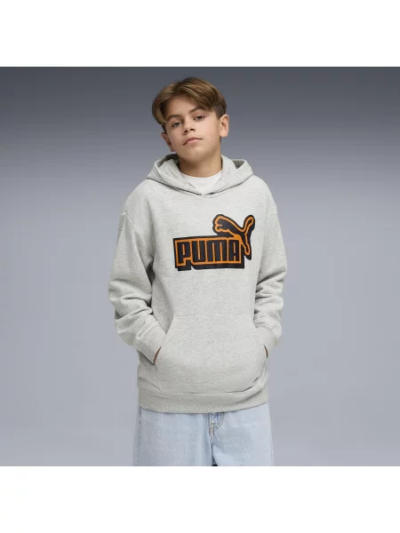 Młodzieżowa luźna bluza z kapturem Essentials Logo Lab PUMA szara