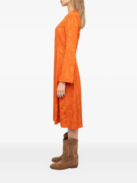 Костюм миди рокля Zadig&voltaire с пейсли десен до коляното оранжево