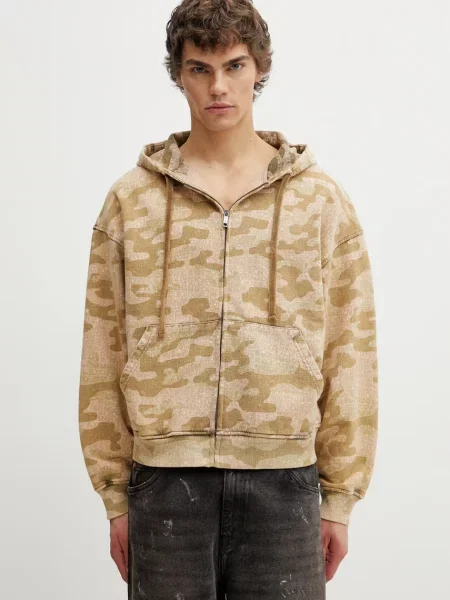 Daily Paper boxy camo dukserica na zakopčavanje od pamuka za muškarce zelena