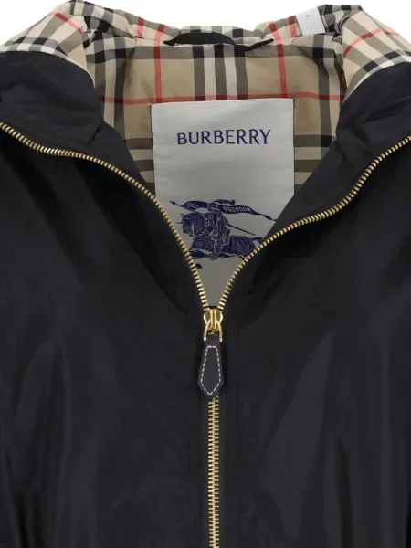 Palton Burberry cu glugă negru