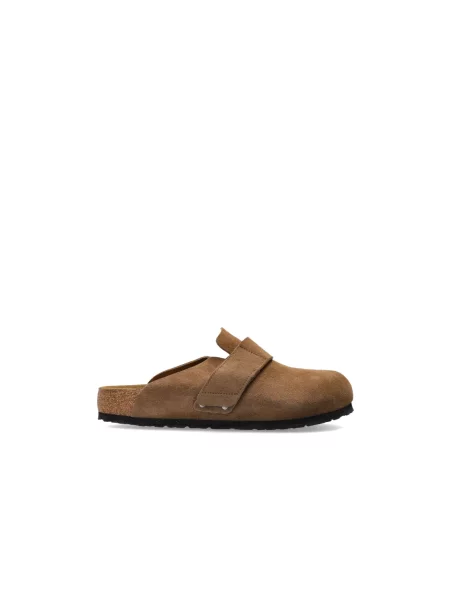 Klapki Birkenstock zamszowe brązowe