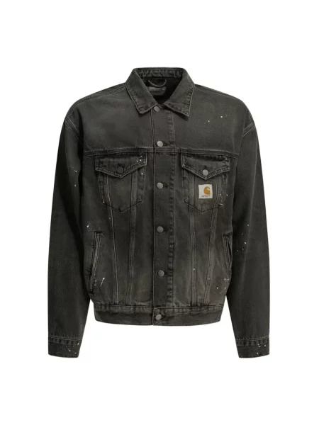 Kurtka Carhartt WIP Helston Jacket UNISEX Black Destroy Wash Splatter L czarna