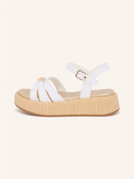 Tommy Hilfiger Sandály S Plochou Podrážkou / zlatá bílá