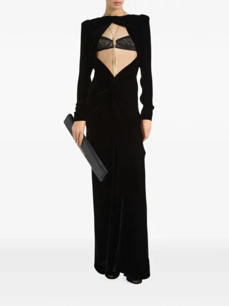 Lung rochie Balmain de catifea negru