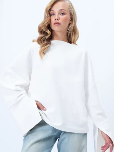 Trend Alaçatı Stili Tricou alb